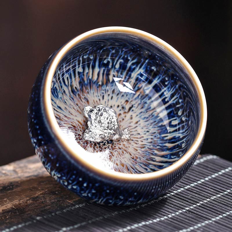 Tasse à thé en céramique faite à la main avec Buddha Stones , motif Jianzhan, poisson koï, lotus, dragon, phénix, 12 signes du zodiaque chinois, tasse à thé Kung Fu, 70 ml