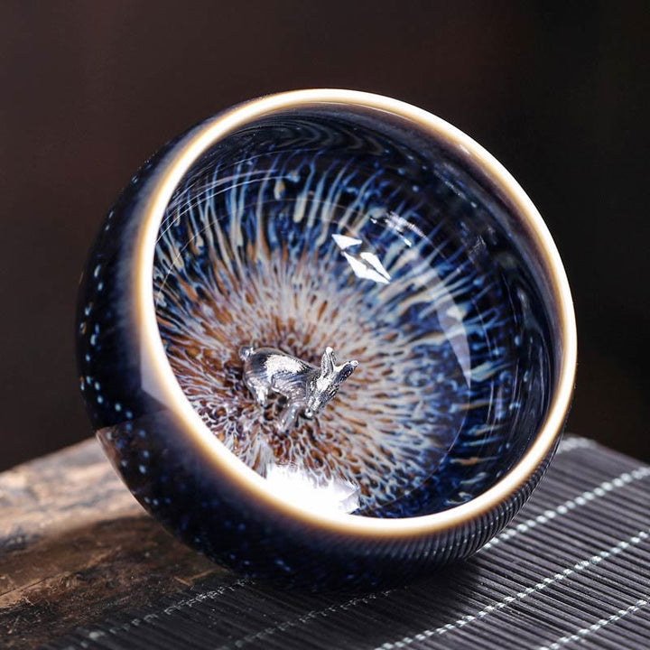 Tasse à thé en céramique faite à la main avec Buddha Stones , motif Jianzhan, poisson koï, lotus, dragon, phénix, 12 signes du zodiaque chinois, tasse à thé Kung Fu, 70 ml