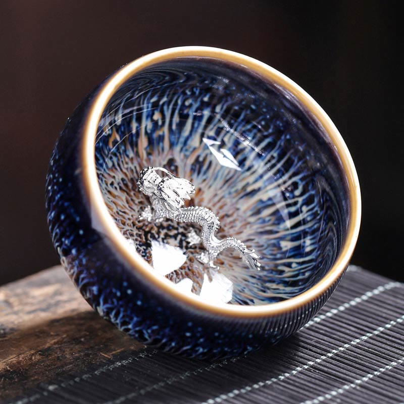 Tasse à thé en céramique faite à la main avec Buddha Stones , motif Jianzhan, poisson koï, lotus, dragon, phénix, 12 signes du zodiaque chinois, tasse à thé Kung Fu, 70 ml - Dragon 7,2 cm x 4,2 cm x 70 ml - image 19