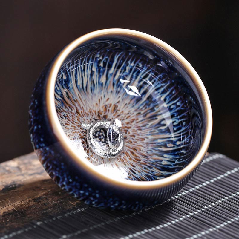 Tasse à thé en céramique faite à la main avec Buddha Stones , motif Jianzhan, poisson koï, lotus, dragon, phénix, 12 signes du zodiaque chinois, tasse à thé Kung Fu, 70 ml