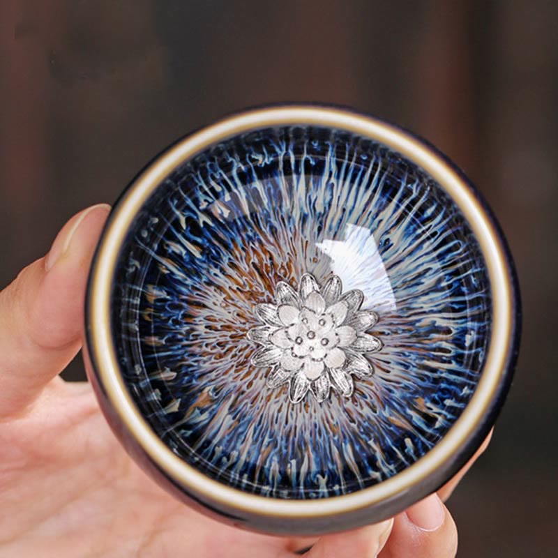 Tasse à thé en céramique faite à la main avec Buddha Stones , motif Jianzhan, poisson koï, lotus, dragon, phénix, 12 signes du zodiaque chinois, tasse à thé Kung Fu, 70 ml