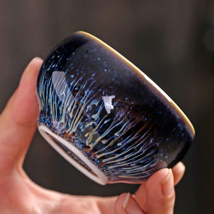 Tasse à thé en céramique faite à la main avec Buddha Stones , motif Jianzhan, poisson koï, lotus, dragon, phénix, 12 signes du zodiaque chinois, tasse à thé Kung Fu, 70 ml