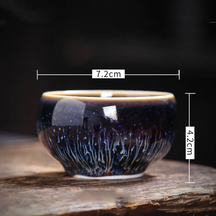 Tasse à thé en céramique faite à la main avec Buddha Stones , motif Jianzhan, poisson koï, lotus, dragon, phénix, 12 signes du zodiaque chinois, tasse à thé Kung Fu, 70 ml