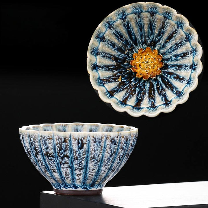 Petite tasse à thé en céramique de style chinois Jianzhan , faite à la main, motif lotus, style Kung Fu, 80 ml