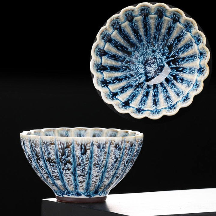 Petite tasse à thé en céramique de style chinois Jianzhan , faite à la main, motif lotus, style Kung Fu, 80 ml
