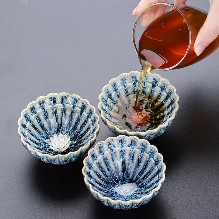 Petite tasse à thé en céramique de style chinois Jianzhan , faite à la main, motif lotus, style Kung Fu, 80 ml