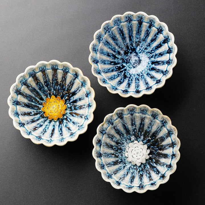 Petite tasse à thé en céramique de style chinois Jianzhan , faite à la main, motif lotus, style Kung Fu, 80 ml