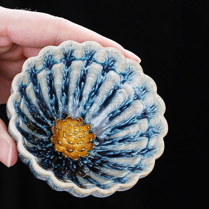 Petite tasse à thé en céramique de style chinois Jianzhan , faite à la main, motif lotus, style Kung Fu, 80 ml
