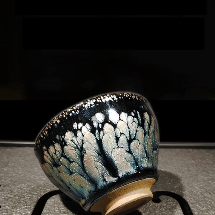Tasse à thé chinoise Jianzhan en céramique à pois bleus, faite à la main, Buddha Stones , tasse à thé Kung Fu Tenmoku, 150 ml