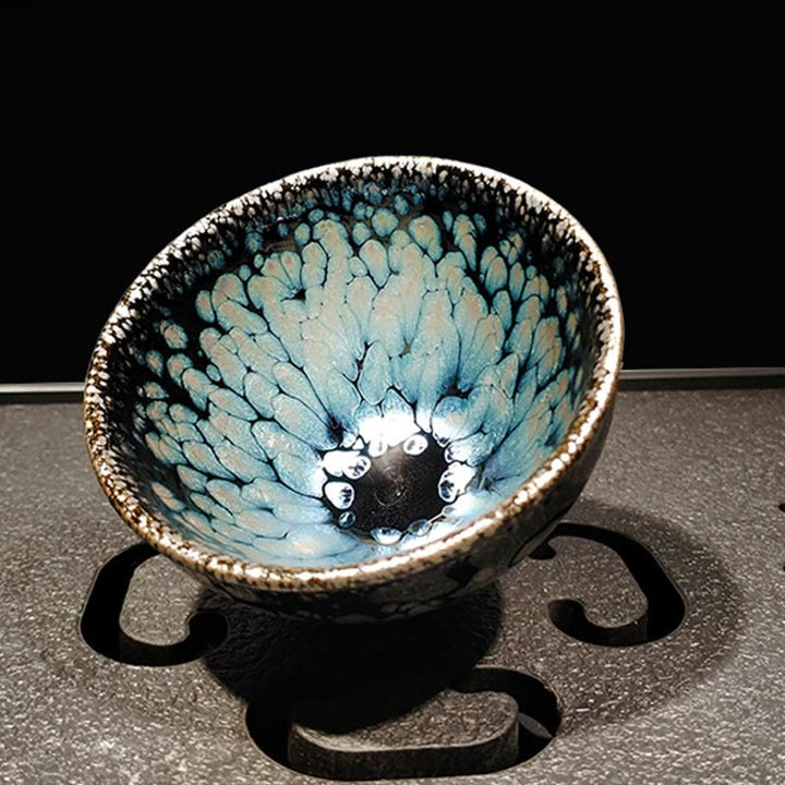 Tasse à thé chinoise Jianzhan en céramique à pois bleus, faite à la main, Buddha Stones , tasse à thé Kung Fu Tenmoku, 150 ml