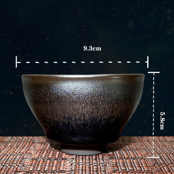 Tasse à thé en céramique faite à la main avec Buddha Stones , motif de gouttes d'huile de Jianzhan, tasse à thé Kung Fu Tenmoku, 150 ml