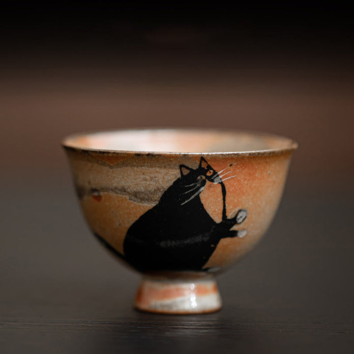 Petite tasse à thé en forme de chat mignon Buddha Stones , tasse à thé Kung Fu 60 ml