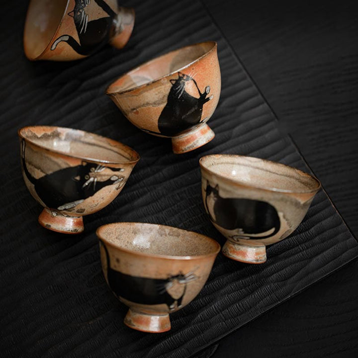 Petite tasse à thé en forme de chat mignon Buddha Stones , tasse à thé Kung Fu 60 ml