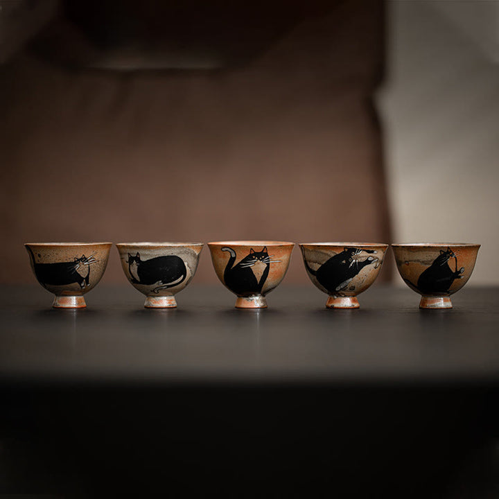 Petite tasse à thé en forme de chat mignon Buddha Stones , tasse à thé Kung Fu 60 ml