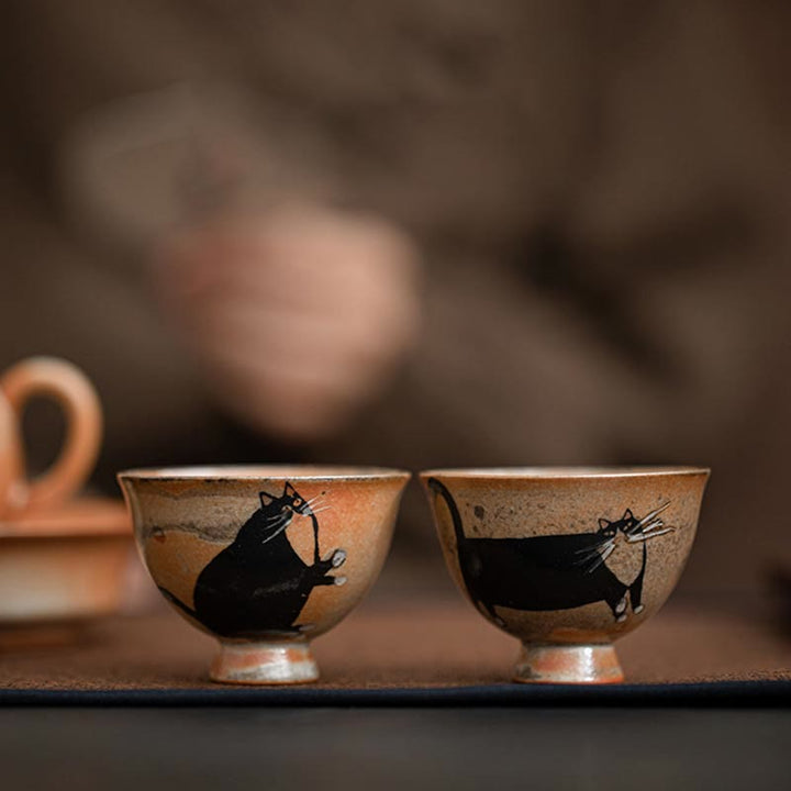Petite tasse à thé en forme de chat mignon Buddha Stones , tasse à thé Kung Fu 60 ml