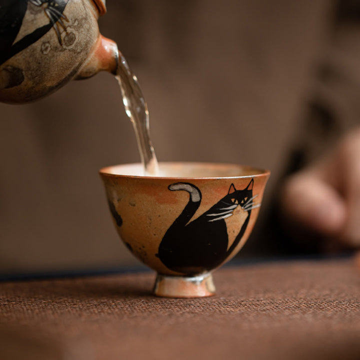 Petite tasse à thé en forme de chat mignon Buddha Stones , tasse à thé Kung Fu 60 ml