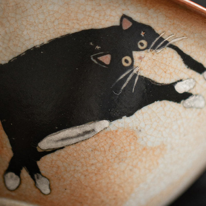 Tasse à thé Kung Fu en céramique avec couvercle Motif chat mignon et Buddha Stones 130 ml - image 4