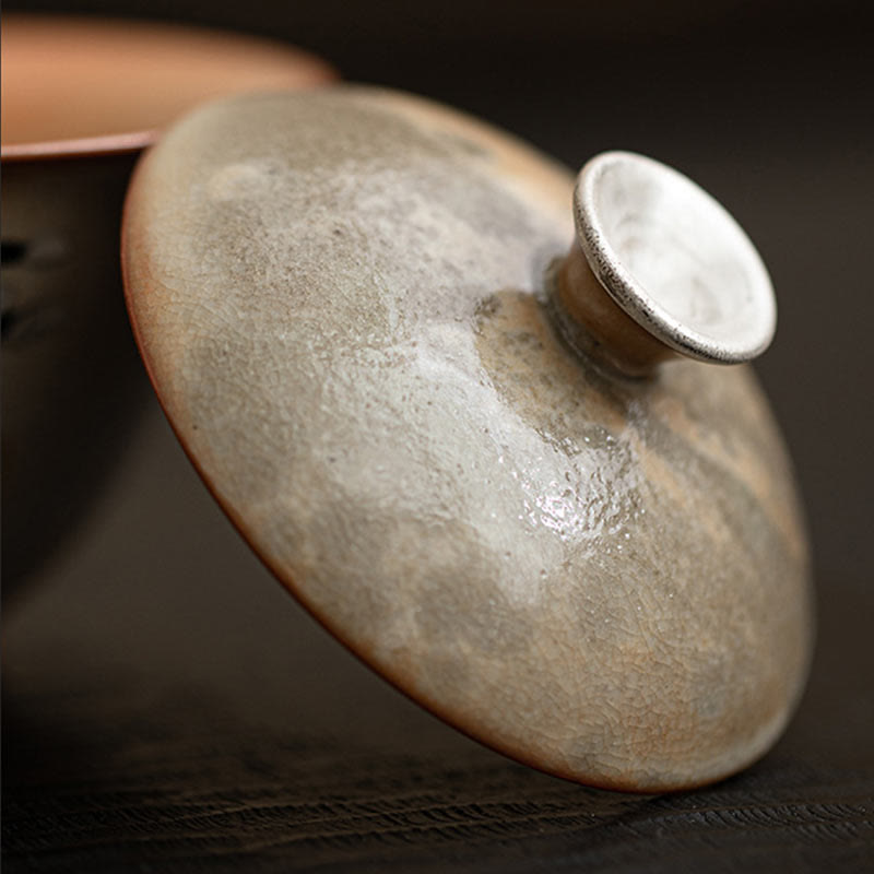 Tasse à thé Kung Fu en céramique avec couvercle Motif chat mignon et Buddha Stones 130 ml - image 3