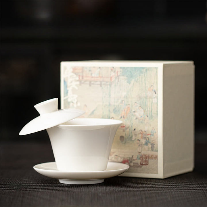 Tasse à thé et soucoupe en céramique avec couvercle, motif Buddha Stones Thangka, Dragon, Bouddhas, Dunhuang, Gaiwan, Sancai, Kung Fu, coffret cadeau, 180 ml