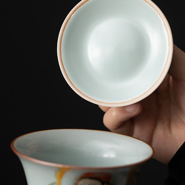 Tasse à thé et soucoupe en céramique avec couvercle, motif Buddha Stones Thangka, Dragon, Bouddhas, Dunhuang, Gaiwan, Sancai, Kung Fu, coffret cadeau, 180 ml