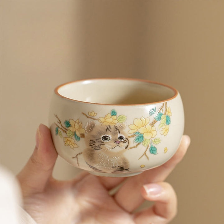 Buddha Stones Chat mignon Fleurs jaunes Lapin Tasse à thé Tasse à thé Kung Fu - image 8
