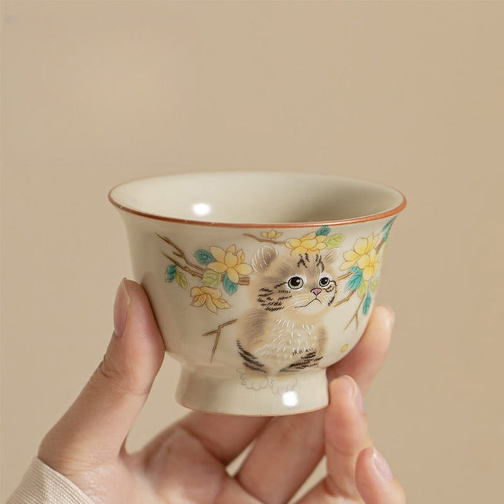 Buddha Stones Chat mignon Fleurs jaunes Lapin Tasse à thé Tasse à thé Kung Fu - image 14