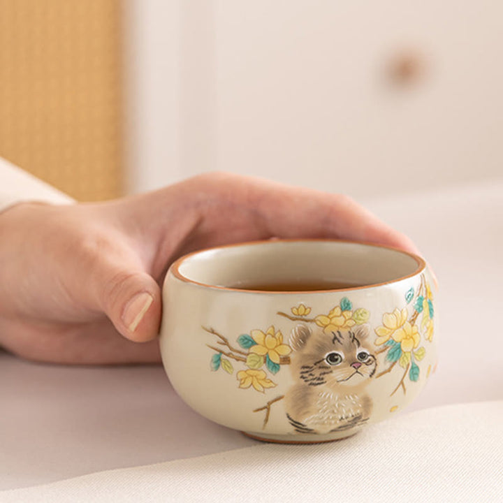 Buddha Stones Chat mignon Fleurs jaunes Lapin Tasse à thé Tasse à thé Kung Fu - image 10