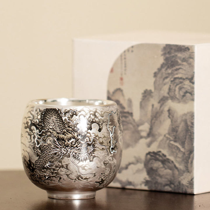 Buddha Stones Poisson Lotus Algues Vallée Montagnes Pin Dragon Tasse à Thé Kung Fu Tasse à Thé Avec Coffret Cadeau