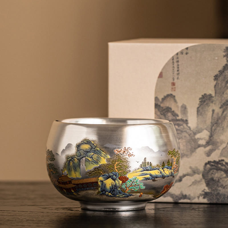 Buddha Stones Poisson Lotus Algues Vallée Montagnes Pin Dragon Tasse à Thé Kung Fu Tasse à Thé Avec Coffret Cadeau