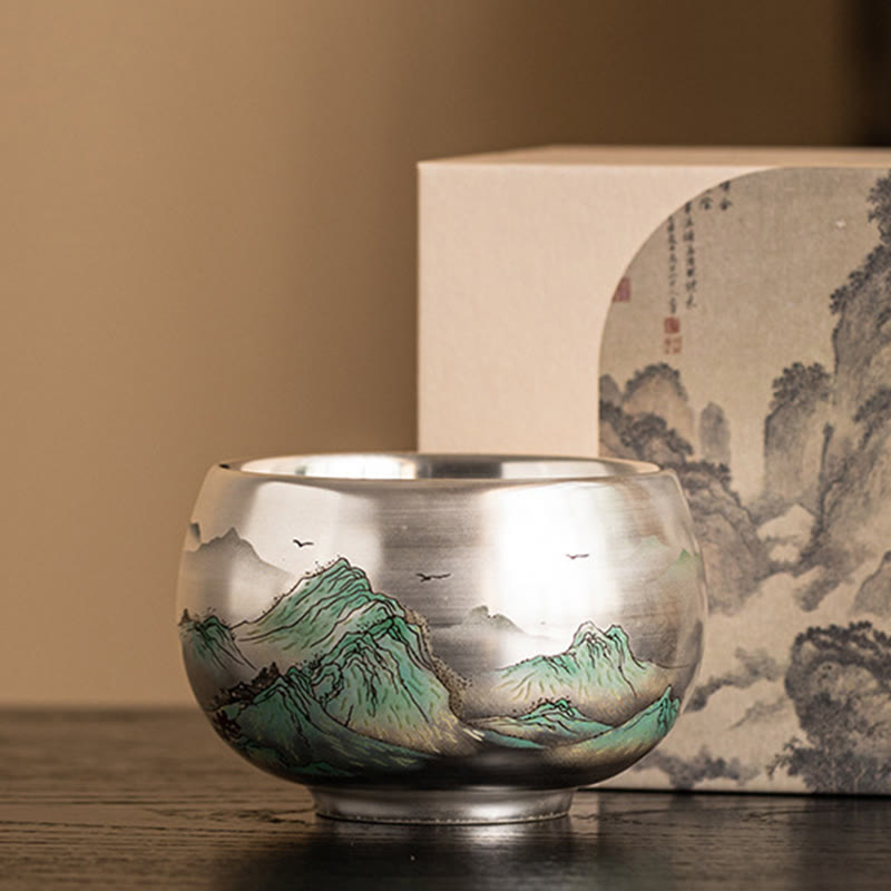 Buddha Stones Poisson Lotus Algues Vallée Montagnes Pin Dragon Tasse à Thé Kung Fu Tasse à Thé Avec Coffret Cadeau