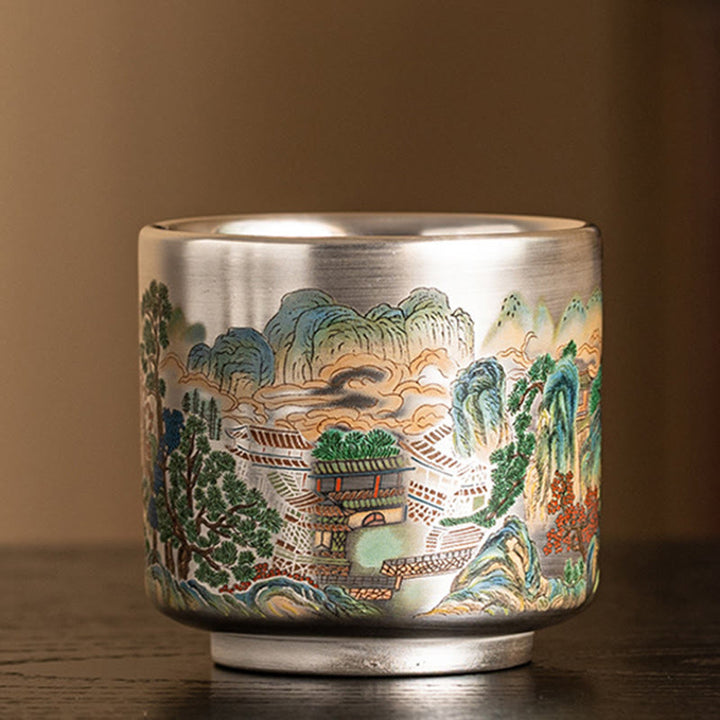 Buddha Stones Poisson Lotus Algues Vallée Montagnes Pin Dragon Tasse à Thé Kung Fu Tasse à Thé Avec Coffret Cadeau