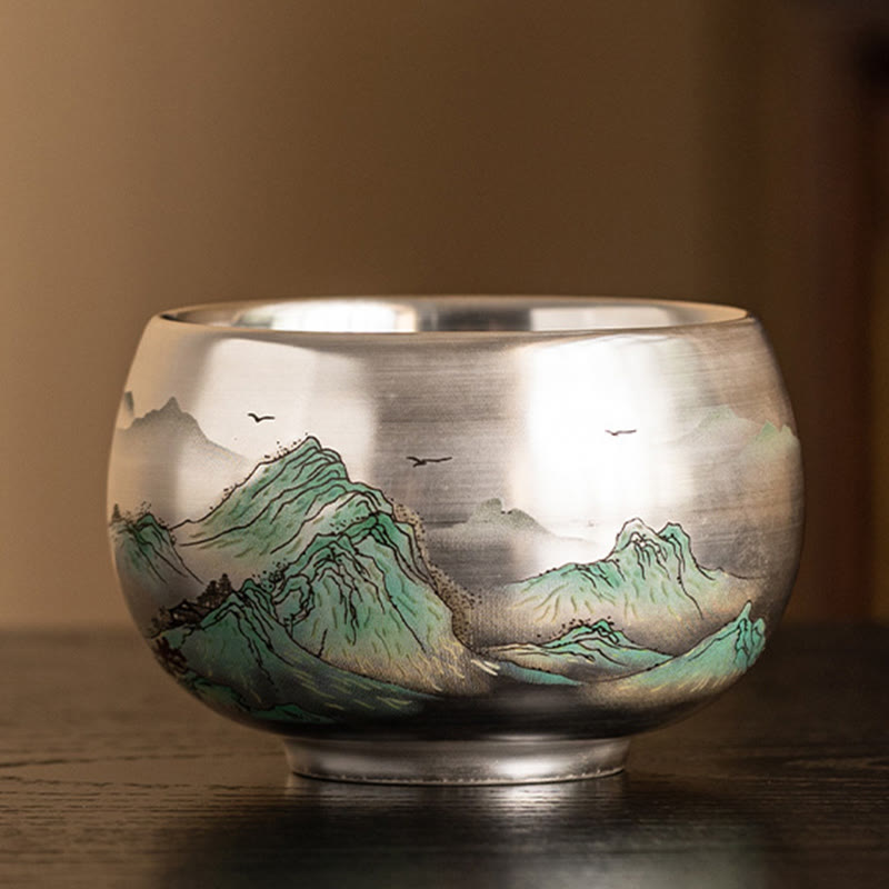 Buddha Stones Poisson Lotus Algues Vallée Montagnes Pin Dragon Tasse à Thé Kung Fu Tasse à Thé Avec Coffret Cadeau