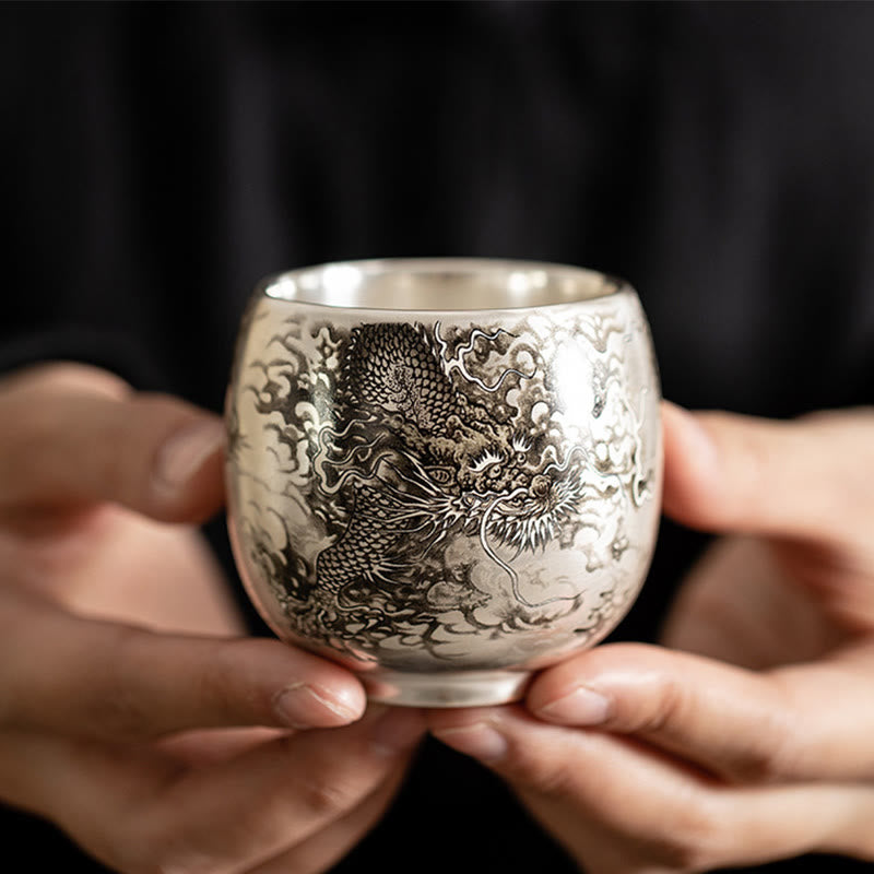 Buddha Stones Poisson Lotus Algues Vallée Montagnes Pin Dragon Tasse à Thé Kung Fu Tasse à Thé Avec Coffret Cadeau