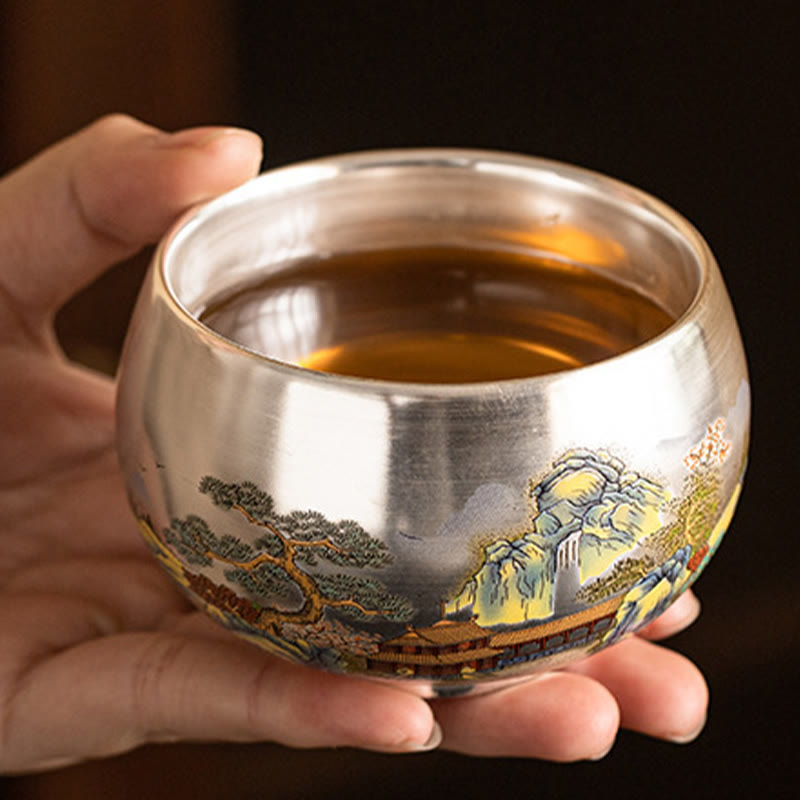 Buddha Stones Poisson Lotus Algues Vallée Montagnes Pin Dragon Tasse à Thé Kung Fu Tasse à Thé Avec Coffret Cadeau