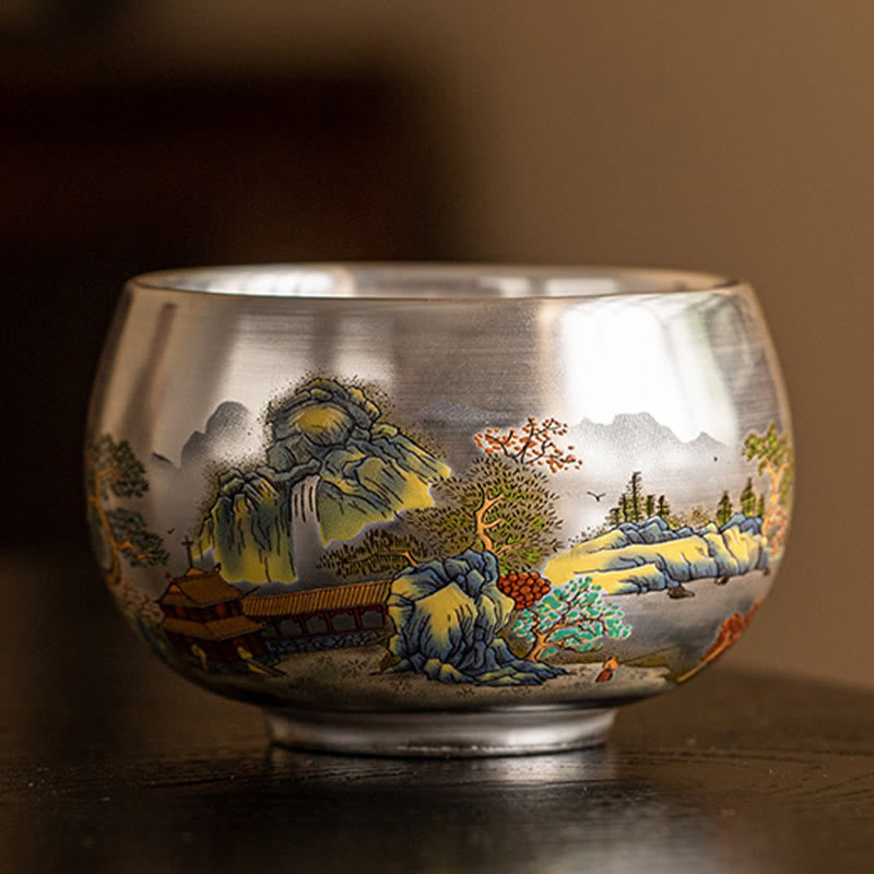 Buddha Stones Poisson Lotus Algues Vallée Montagnes Pin Dragon Tasse à Thé Kung Fu Tasse à Thé Avec Coffret Cadeau
