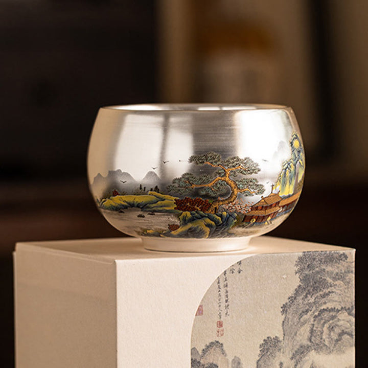 Buddha Stones Poisson Lotus Algues Vallée Montagnes Pin Dragon Tasse à Thé Kung Fu Tasse à Thé Avec Coffret Cadeau