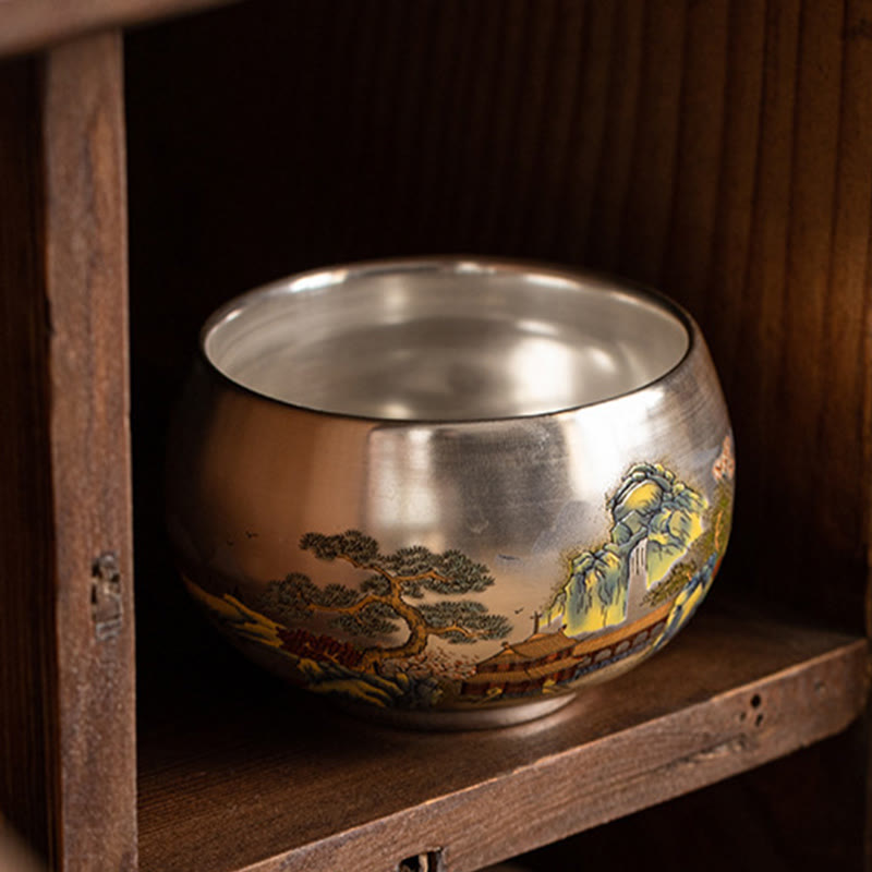 Buddha Stones Poisson Lotus Algues Vallée Montagnes Pin Dragon Tasse à Thé Kung Fu Tasse à Thé Avec Coffret Cadeau