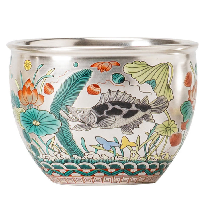 Buddha Stones Poisson Lotus Algues Vallée Montagnes Pin Dragon Tasse à Thé Kung Fu Tasse à Thé Avec Coffret Cadeau