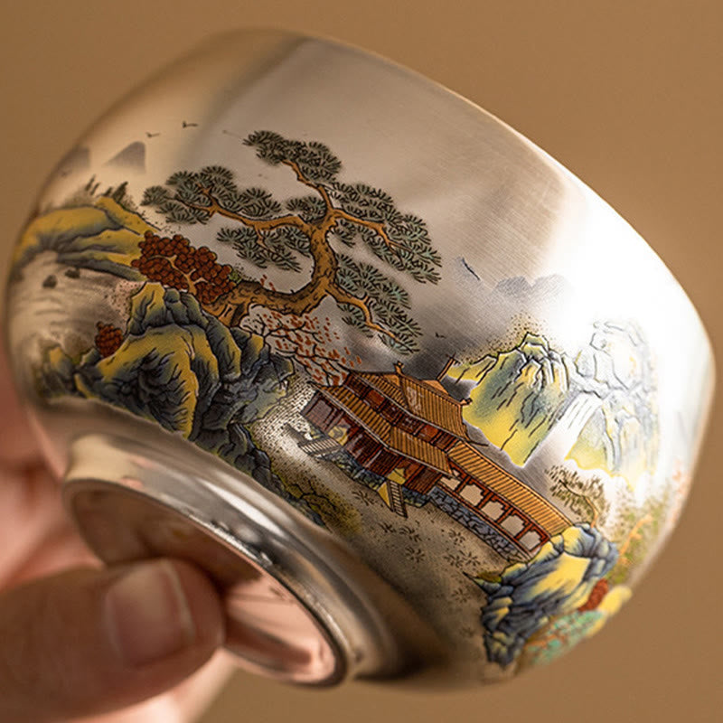 Buddha Stones Poisson Lotus Algues Vallée Montagnes Pin Dragon Tasse à Thé Kung Fu Tasse à Thé Avec Coffret Cadeau