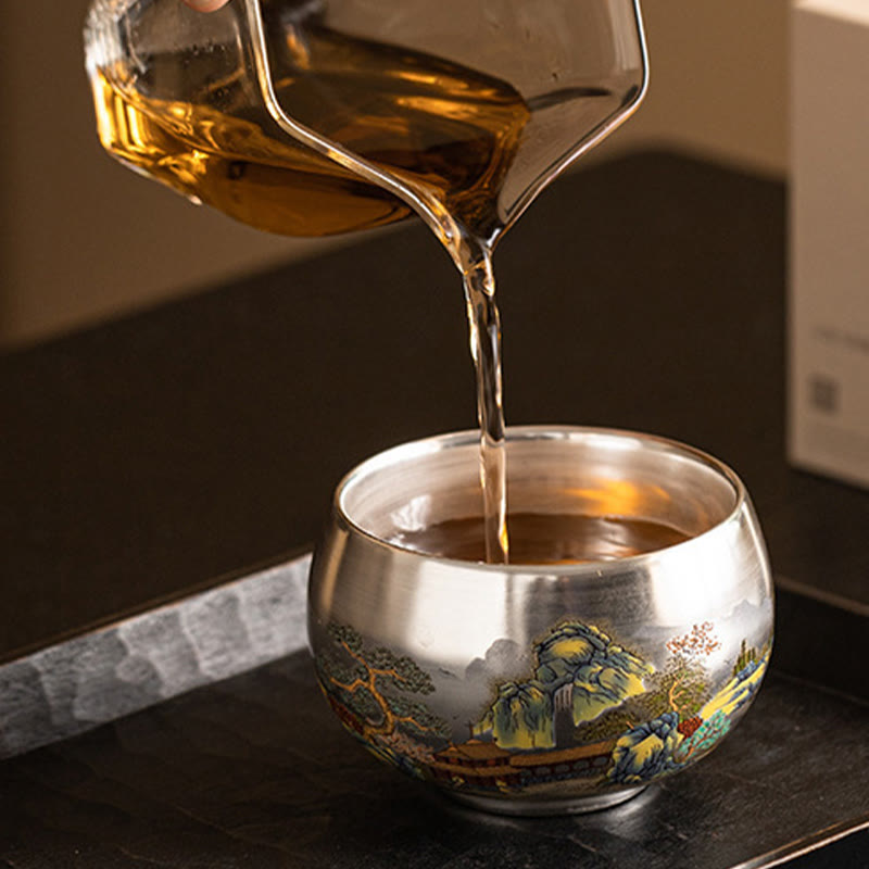 Buddha Stones Poisson Lotus Algues Vallée Montagnes Pin Dragon Tasse à Thé Kung Fu Tasse à Thé Avec Coffret Cadeau