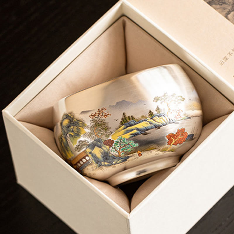 Buddha Stones Poisson Lotus Algues Vallée Montagnes Pin Dragon Tasse à Thé Kung Fu Tasse à Thé Avec Coffret Cadeau