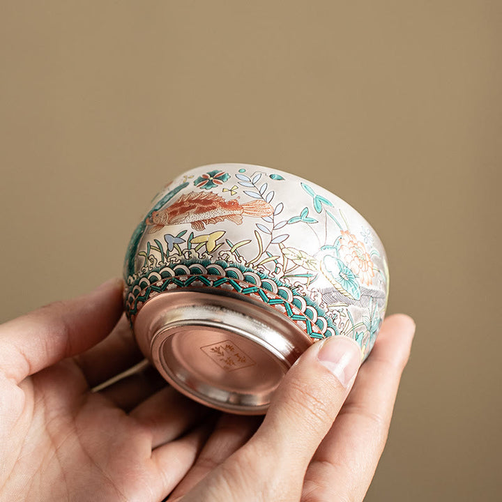 Buddha Stones Poisson Lotus Algues Vallée Montagnes Pin Dragon Tasse à Thé Kung Fu Tasse à Thé Avec Coffret Cadeau