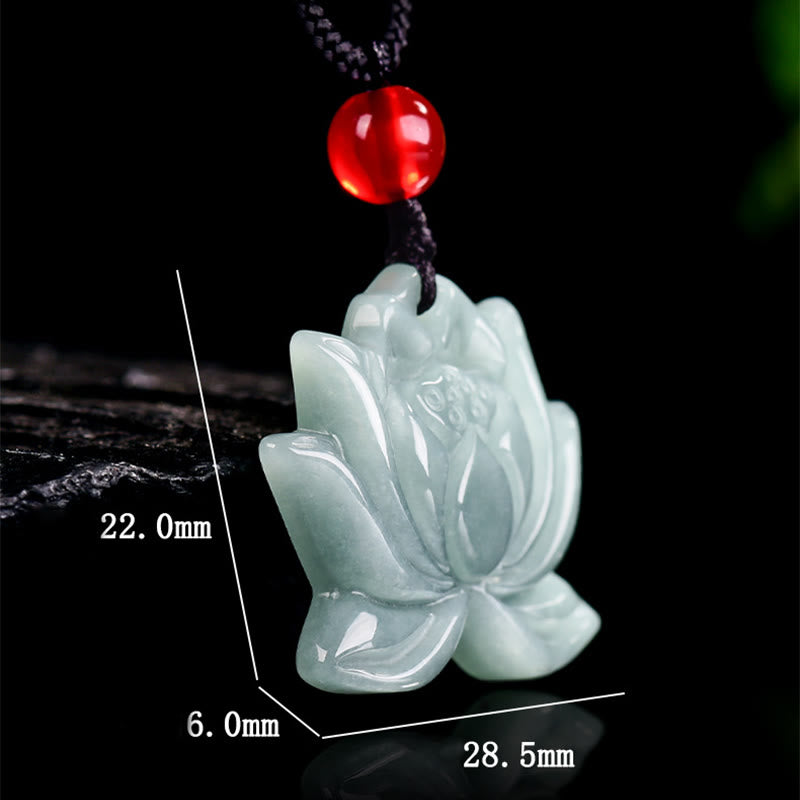 Collier pendentif en jade sculpté avec motif de fleur de lotus et Buddha Stones - image 8