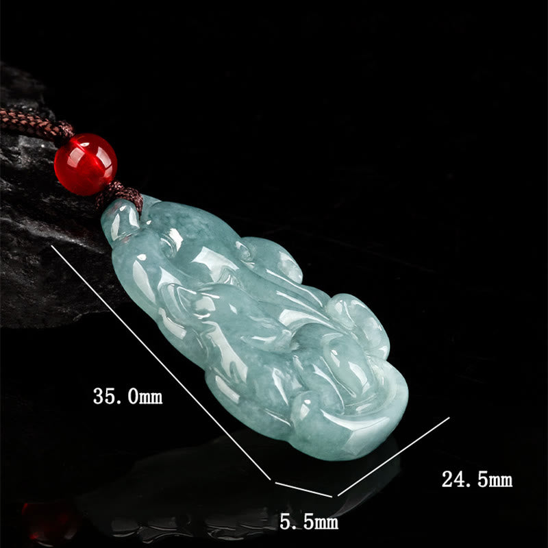 Collier pendentif fée renard à neuf queues en jade vert naturel avec Buddha Stones