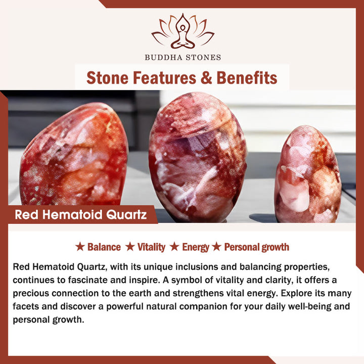 Bracelet d'équilibre en perles de quartz hématoïde rouge naturel Buddha Stones