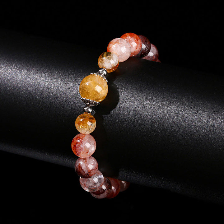 Bracelet d'équilibre en perles de quartz hématoïde rouge naturel Buddha Stones