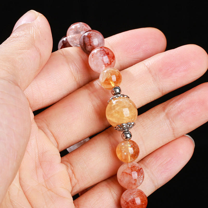 Bracelet d'équilibre en perles de quartz hématoïde rouge naturel Buddha Stones