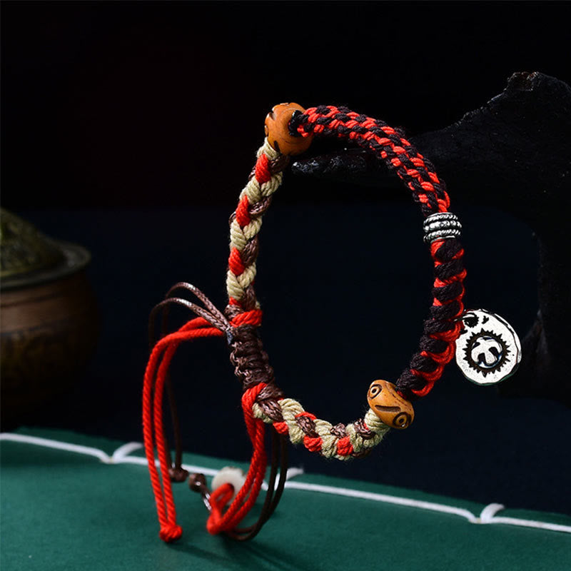 Bracelet porte-bonheur tibétain en Buddha Stones tissé à la main avec cordon Garuda