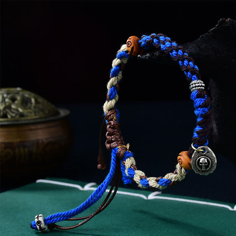 Bracelet porte-bonheur tibétain en Buddha Stones tissé à la main avec cordon Garuda
