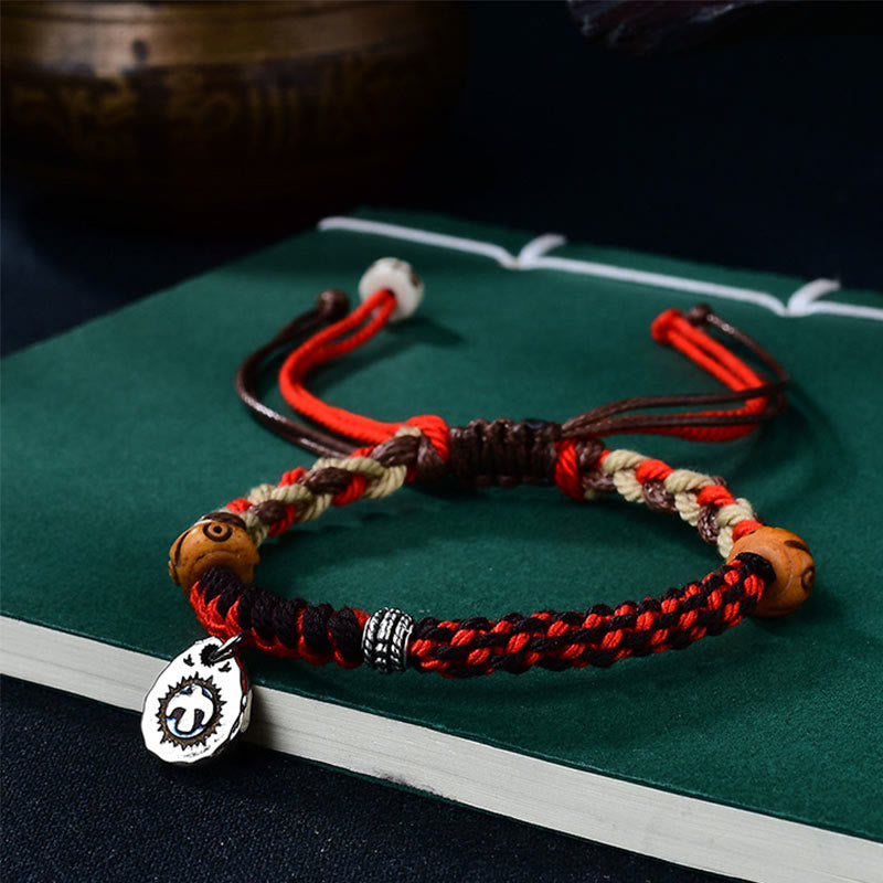Bracelet porte-bonheur tibétain en Buddha Stones tissé à la main avec cordon Garuda